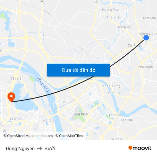 Đồng Nguyên to Bưởi map