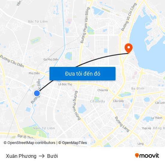 Xuân Phương to Bưởi map