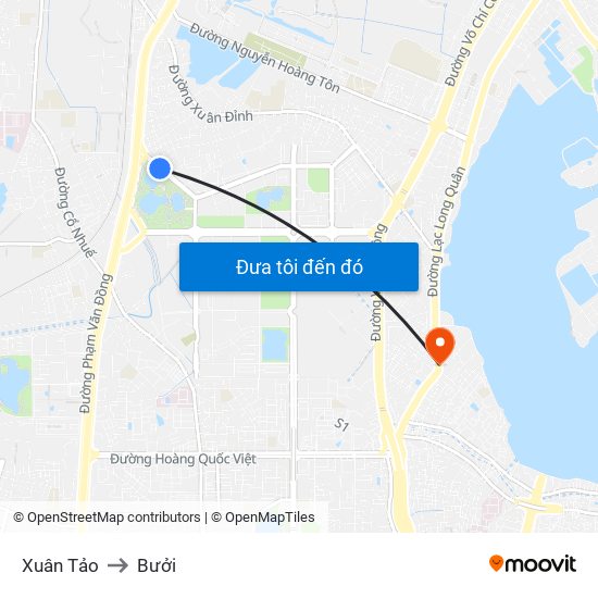 Xuân Tảo to Bưởi map