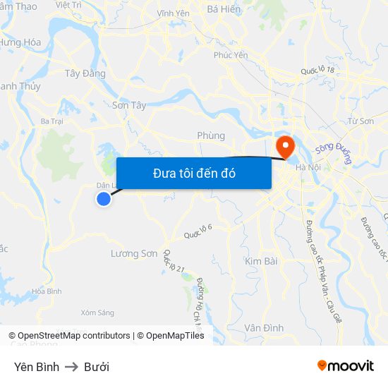 Yên Bình to Bưởi map