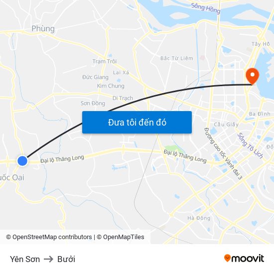 Yên Sơn to Bưởi map