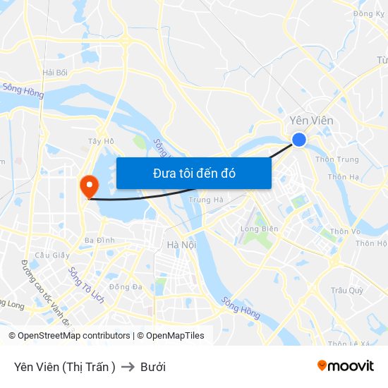 Yên Viên (Thị Trấn ) to Bưởi map