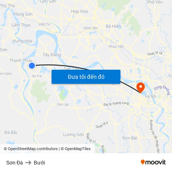Sơn Đà to Bưởi map