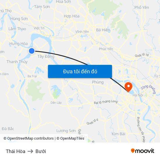 Thái Hòa to Bưởi map