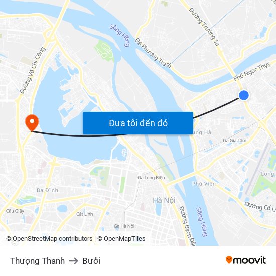 Thượng Thanh to Bưởi map
