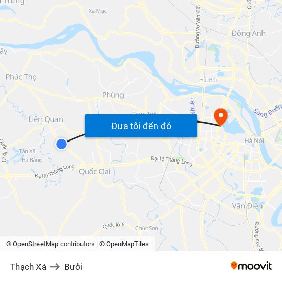 Thạch Xá to Bưởi map