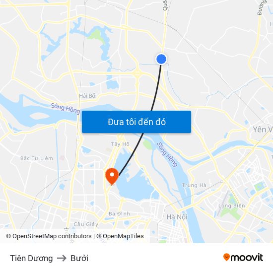 Tiên Dương to Bưởi map