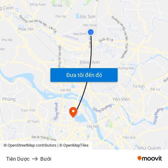 Tiên Dược to Bưởi map