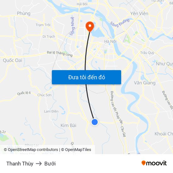 Thanh Thùy to Bưởi map