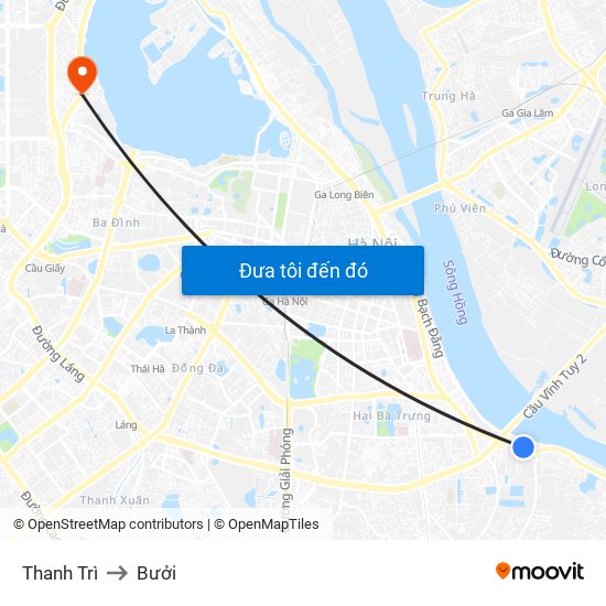 Thanh Trì to Bưởi map