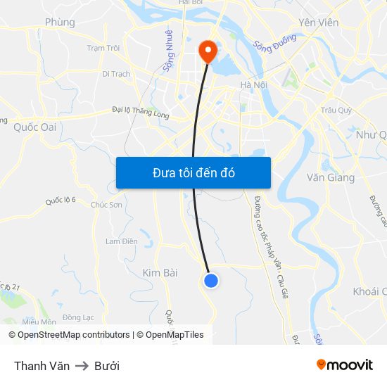 Thanh Văn to Bưởi map