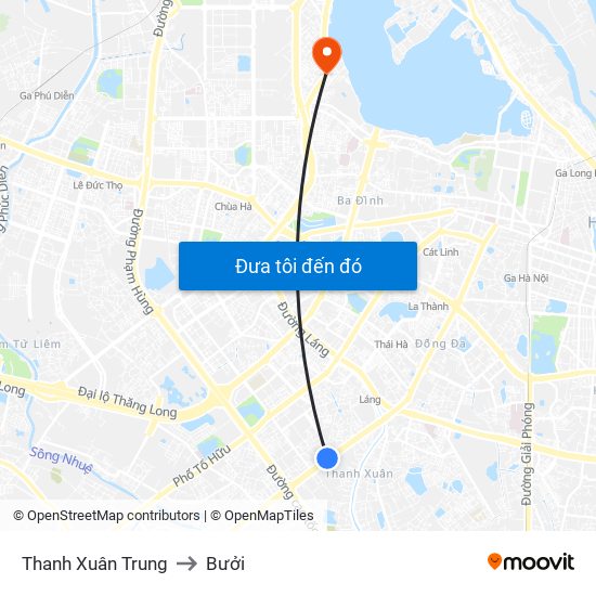 Thanh Xuân Trung to Bưởi map