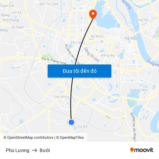 Phú Lương to Bưởi map