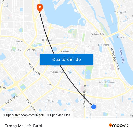 Tương Mai to Bưởi map