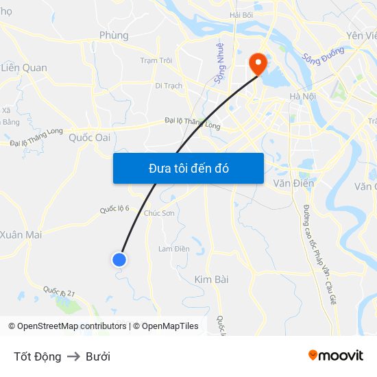 Tốt Động to Bưởi map