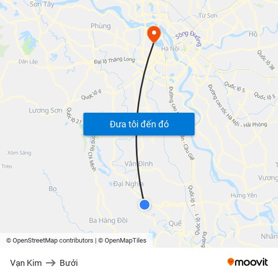 Vạn Kim to Bưởi map