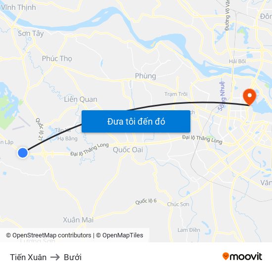 Tiến Xuân to Bưởi map