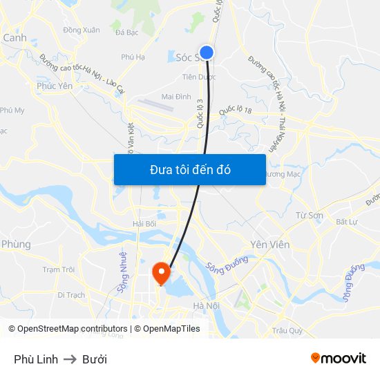 Phù Linh to Bưởi map