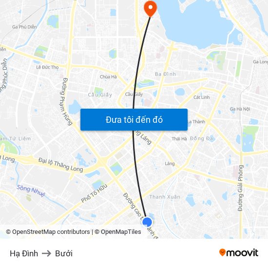 Hạ Đình to Bưởi map