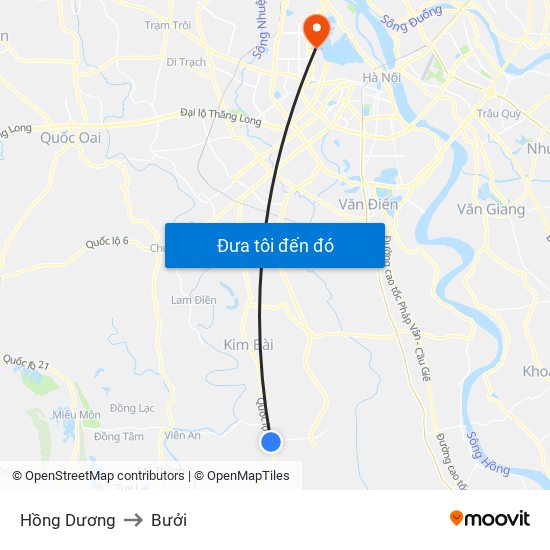 Hồng Dương to Bưởi map