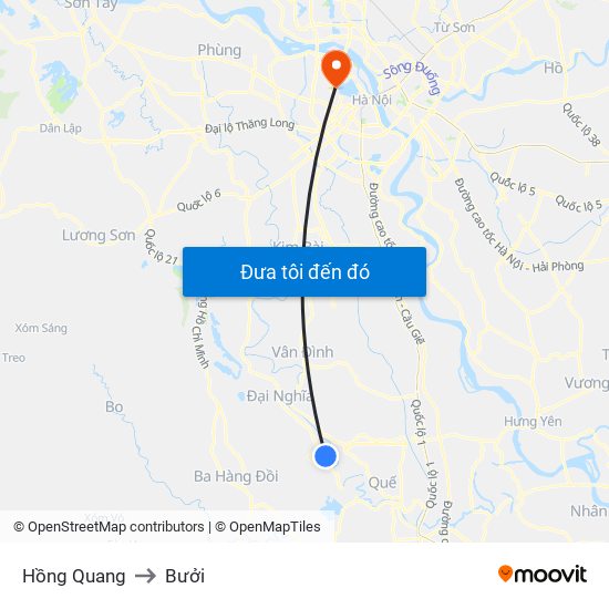 Hồng Quang to Bưởi map