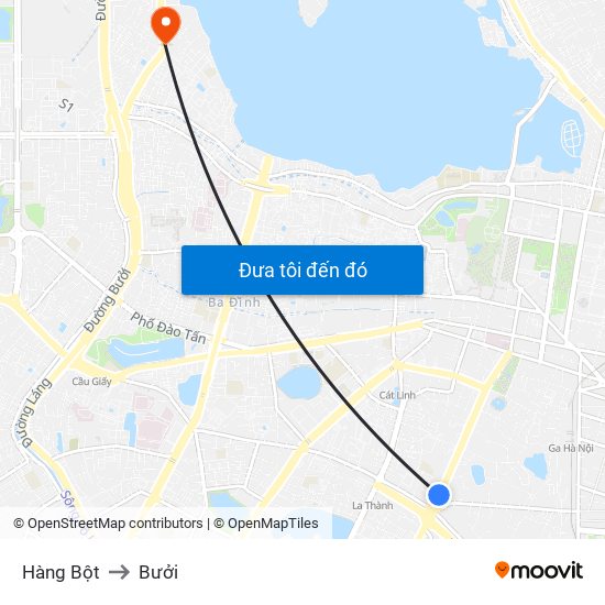 Hàng Bột to Bưởi map