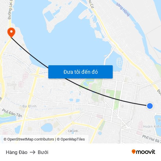 Hàng Đào to Bưởi map