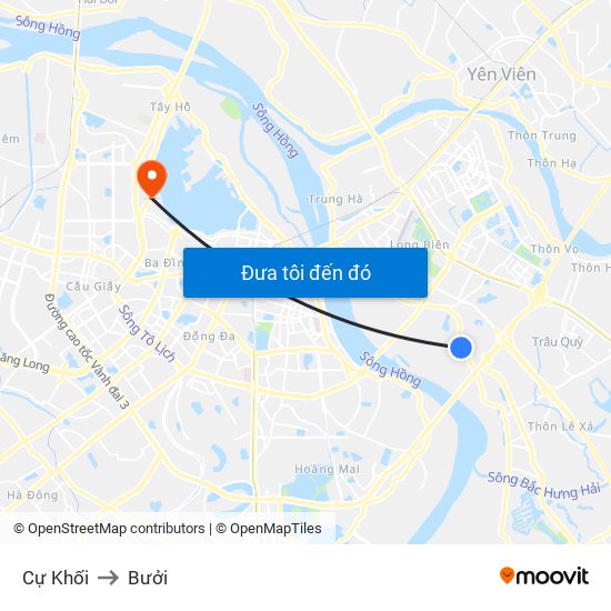 Cự Khối to Bưởi map