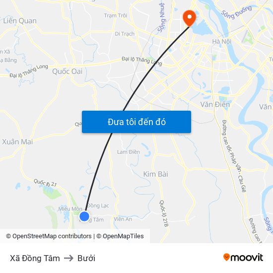 Xã Đồng Tâm to Bưởi map