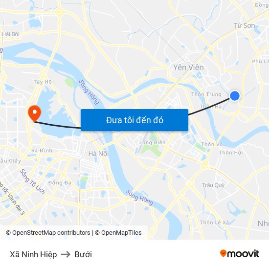 Xã Ninh Hiệp to Bưởi map