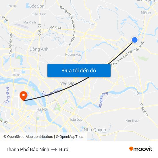 Thành Phố Bắc Ninh to Bưởi map