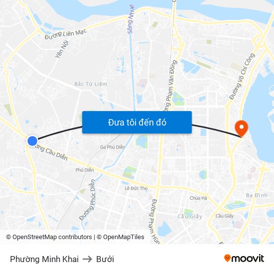 Phường Minh Khai to Bưởi map