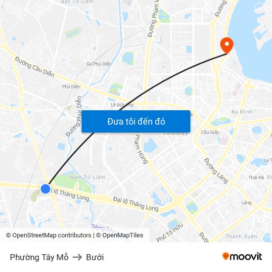 Phường Tây Mỗ to Bưởi map