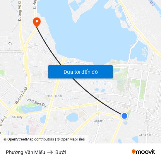 Phường Văn Miếu to Bưởi map