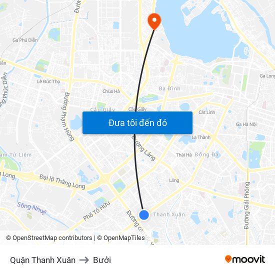 Quận Thanh Xuân to Bưởi map