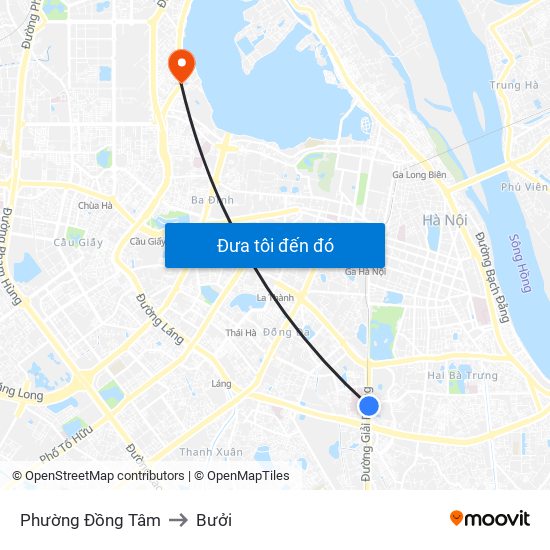 Phường Đồng Tâm to Bưởi map