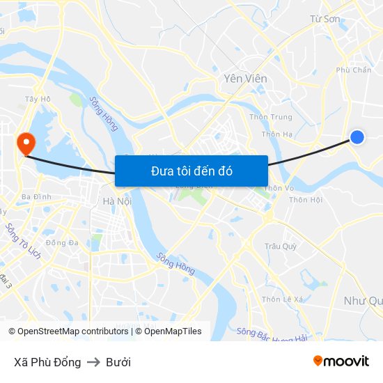 Xã Phù Đổng to Bưởi map