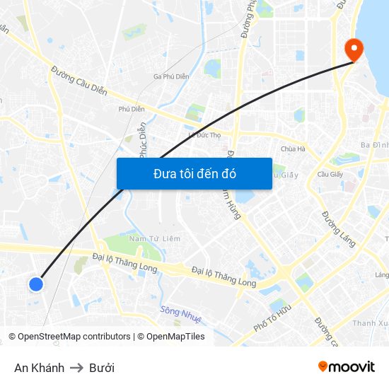 An Khánh to Bưởi map