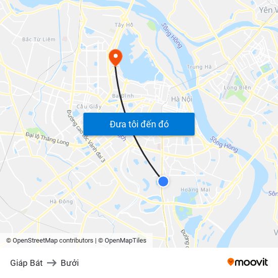 Giáp Bát to Bưởi map