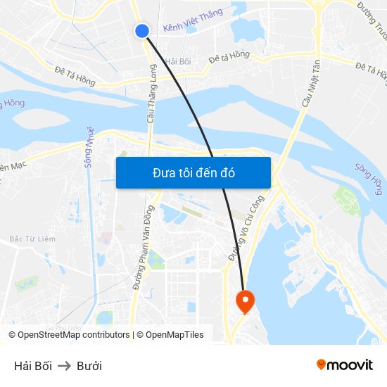 Hải Bối to Bưởi map