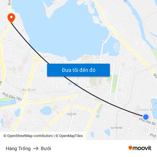 Hàng Trống to Bưởi map