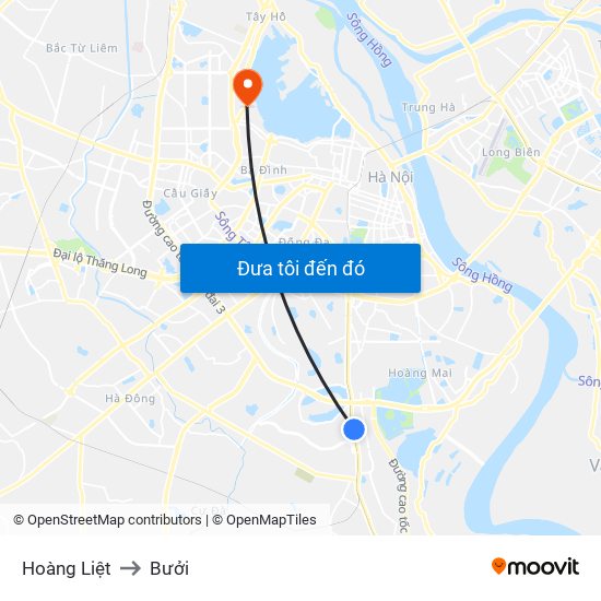 Hoàng Liệt to Bưởi map