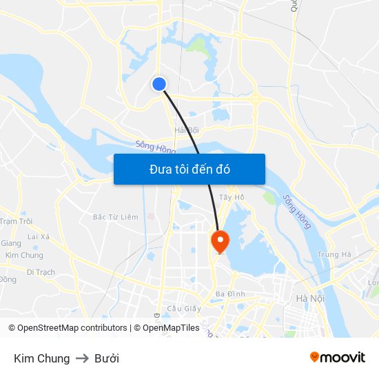 Kim Chung to Bưởi map