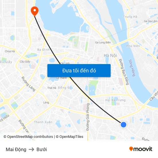 Mai Động to Bưởi map
