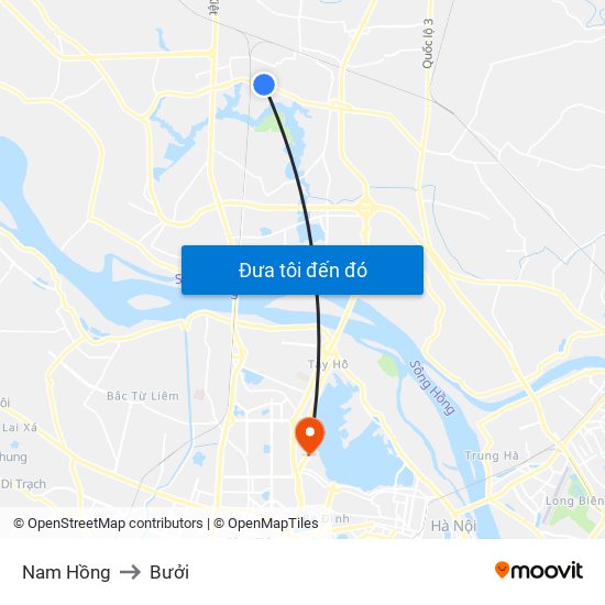 Nam Hồng to Bưởi map