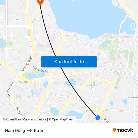 Nam Đồng to Bưởi map