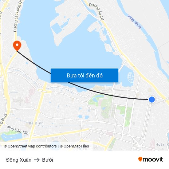 Đồng Xuân to Bưởi map