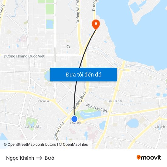 Ngọc Khánh to Bưởi map