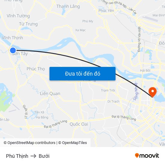 Phú Thịnh to Bưởi map