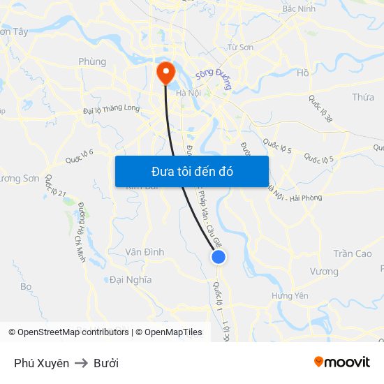 Phú Xuyên to Bưởi map